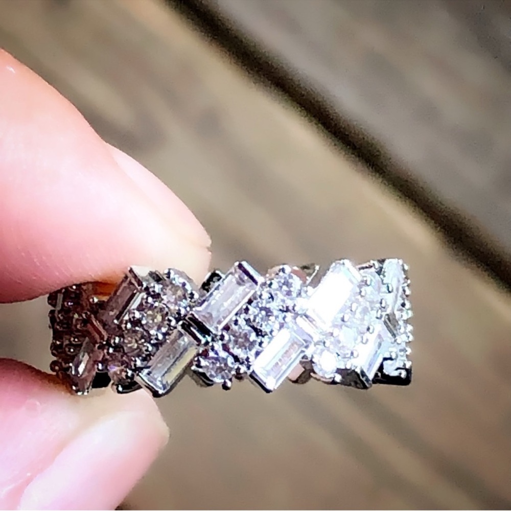 18k WG/925 Sterling Baguette/Round
Diamond Band - Picture 10 of 14